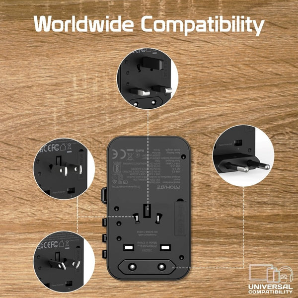 Promate Tripmate-Gan70R, Travel Adapter