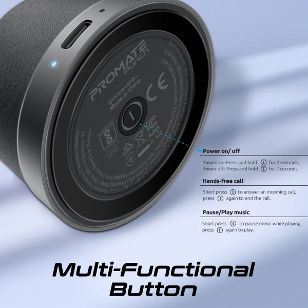Promate Punch.Black, Bluetooth Speaker