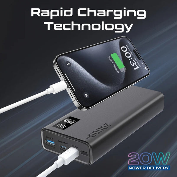 Promate Bolt-20Pd.Black, Power Bank