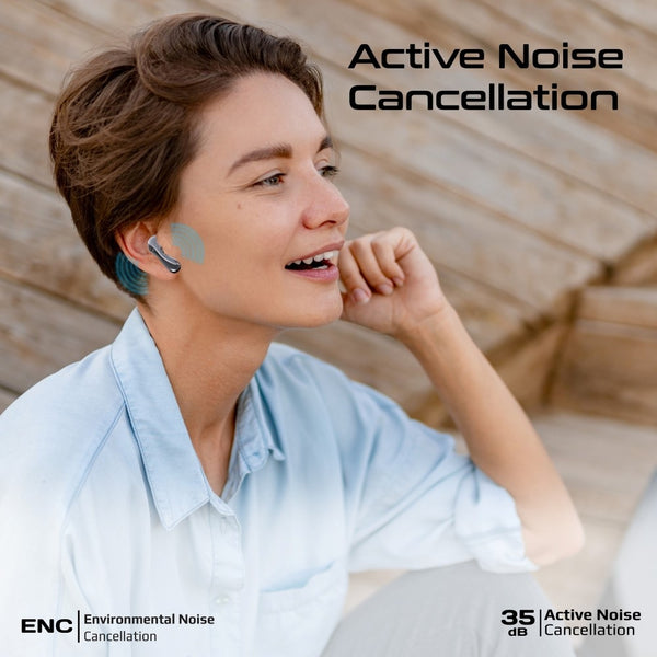 Promate Baton High-Definition Hybrid ANC TWS Earbuds with IntelliTouch - Black