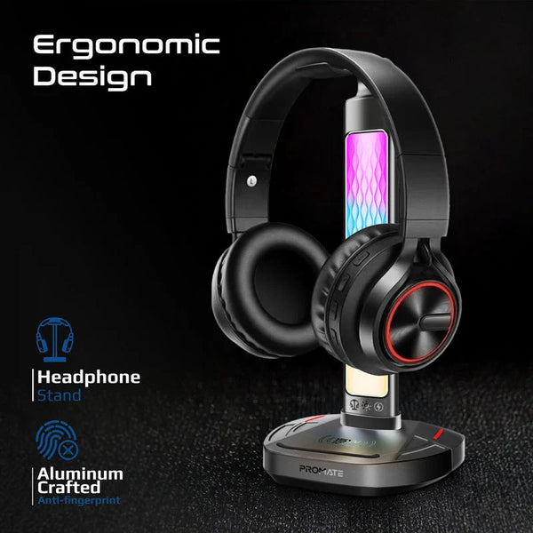 Promate FortX, Headset Stand, 15W Wireless Charger & USB Hub