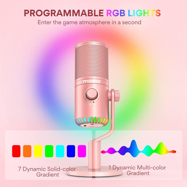 Maono - Dm30 Programmable Usb Condenser Microphone Pink