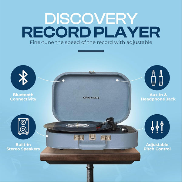 CROSLEY DISCOVERY BLUETOOTH TURNTABLE - GLACIER-CH