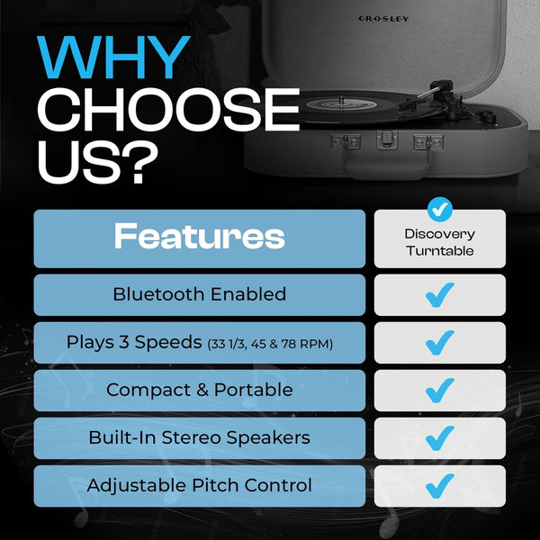 CROSLEY DISCOVERY BLUETOOTH TURNTABLE - GLACIER-CH