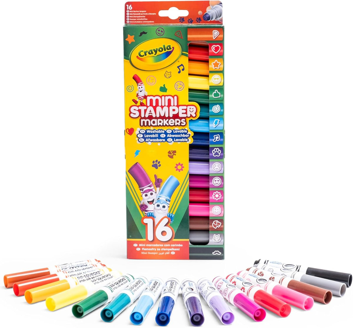 Crayola 16 Mini Washable Stamper Markers - Kids Coloring Set
