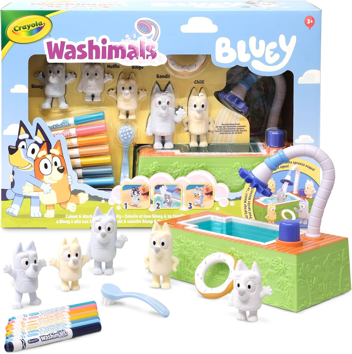 Crayola Washimals Pets Bluey Poolside Playset - Washable Coloring Set