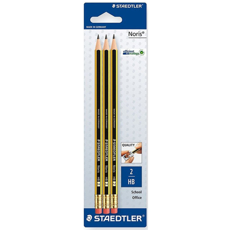 Staedtler Noris Blister Card Of 3 Eraser Tip Pencils