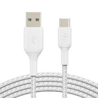 BELKIN BOOSTCHARGE USB-A TO USB-C BRAIDED CABLE, 2M, WHITE
