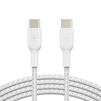 كيبل بيلكن بوست تشارج USB-C إلى USB-C مجدول 100 واط PD، 2 متر، أبيض