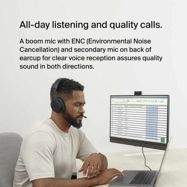 Belkin SoundForm Adapt Wireless Headset - 65 Hour Boom Mic Headphones
