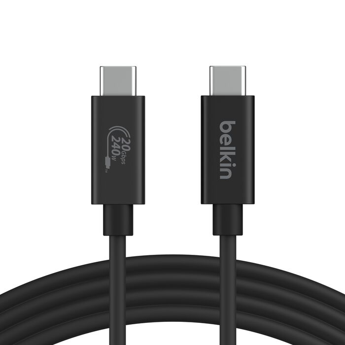BELKIN USB4 CABLE, USB-C TO USB-C 240W 20GBPS 2M CABLE, 4K 60HZ RESOLUTION.