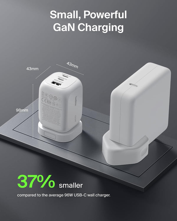Belkin 100W 3-PORT GAN WALL CHARGER (US / UK/ EU PLUG)