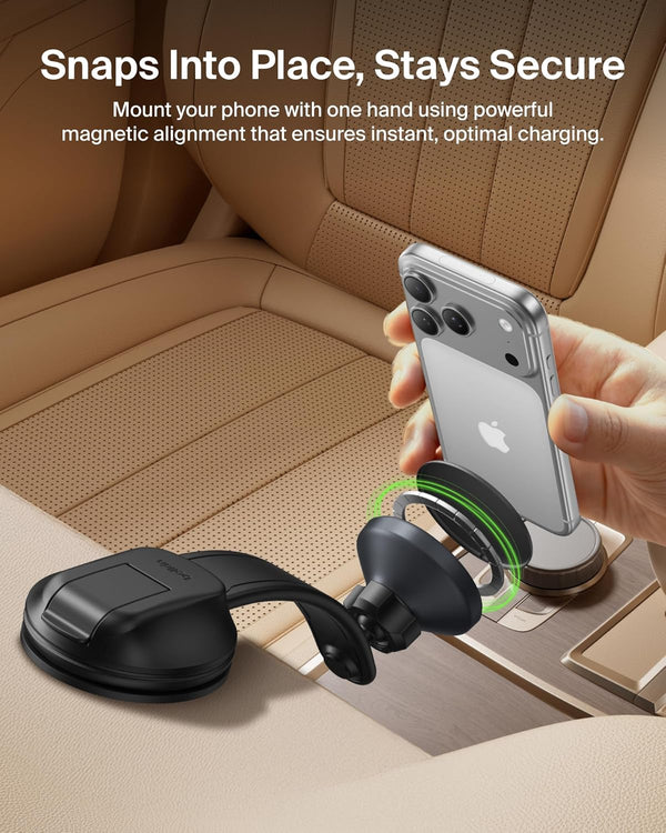 Belkin 15W Qi2 MagSafe Compatible Dash & Vent Mount Charger - Black