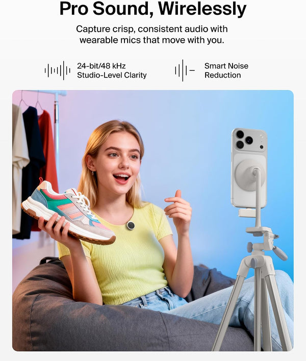 Belkin DUAL WIRELESS MIC WITH CHARGING CASE - SAND