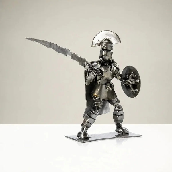 Metal Art - Spartan with Shield and Sword Inspired Recycled Metal Sculpture