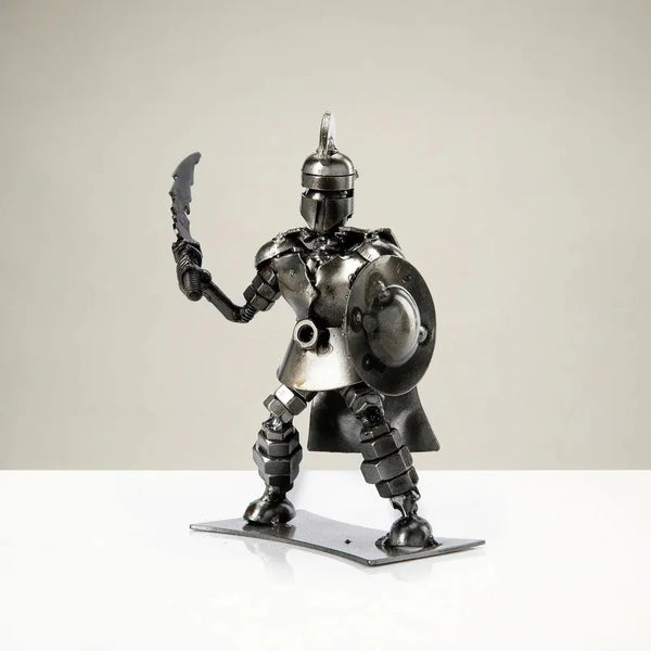 Metal Art - Spartan with Shield and Sword Inspired Recycled Metal Sculpture