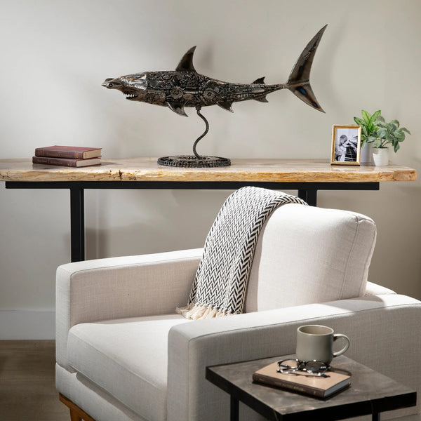 Metal Art - 38" Hammerhead Shark Recycled Metal Art Sculpture