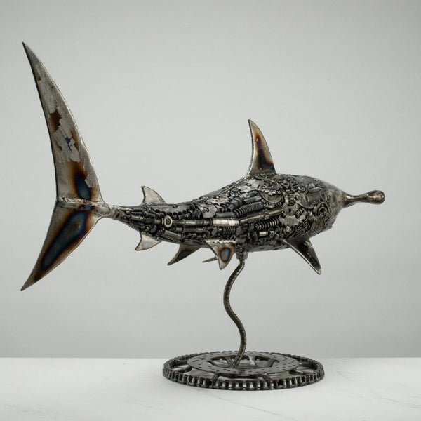 Metal Art - 38" Hammerhead Shark Recycled Metal Art Sculpture