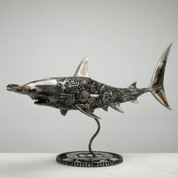 Metal Art - 38" Hammerhead Shark Recycled Metal Art Sculpture