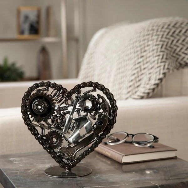 Metal Art - 8" Heart Recycled Metal Art