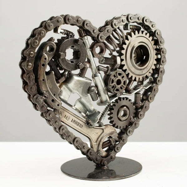 Metal Art - 8" Heart Recycled Metal Art