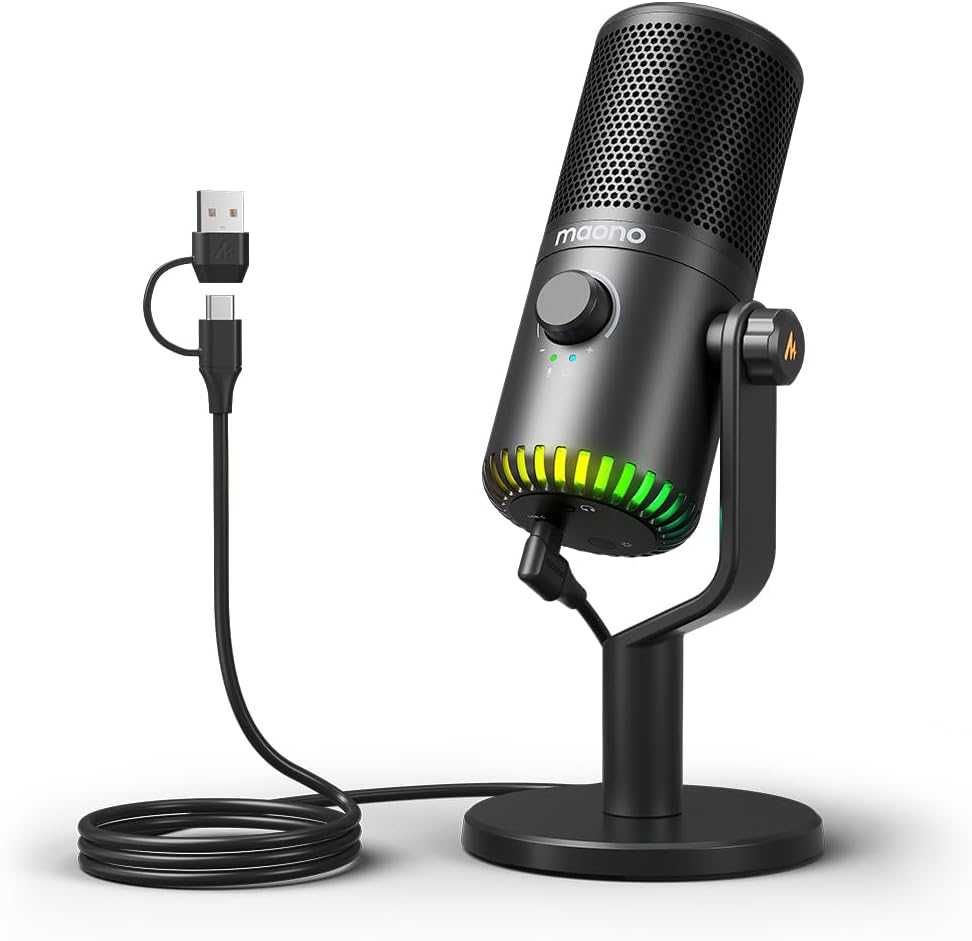 Maono DM30RGB Programmable USB Microphone Black - Cardioid Condenser