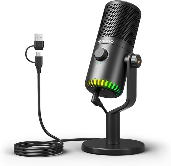 Maono DM30RGB Programmable USB Microphone Black - Cardioid Condenser