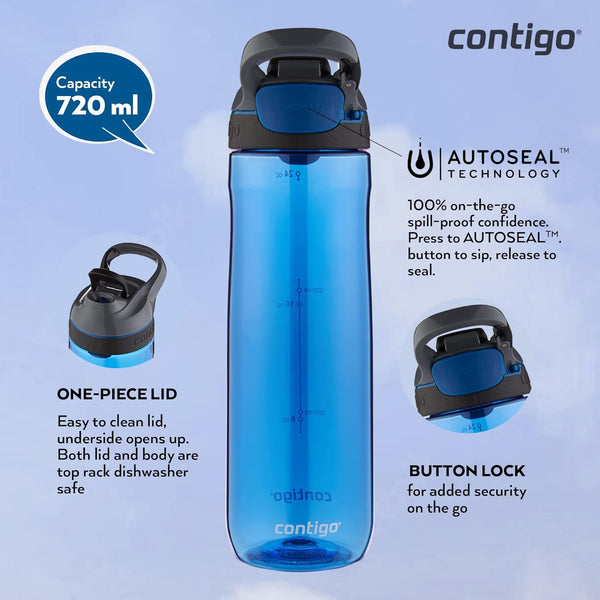 Contigo Autoseal Cortland Water Bottle 720 Ml, Monaco / Gray