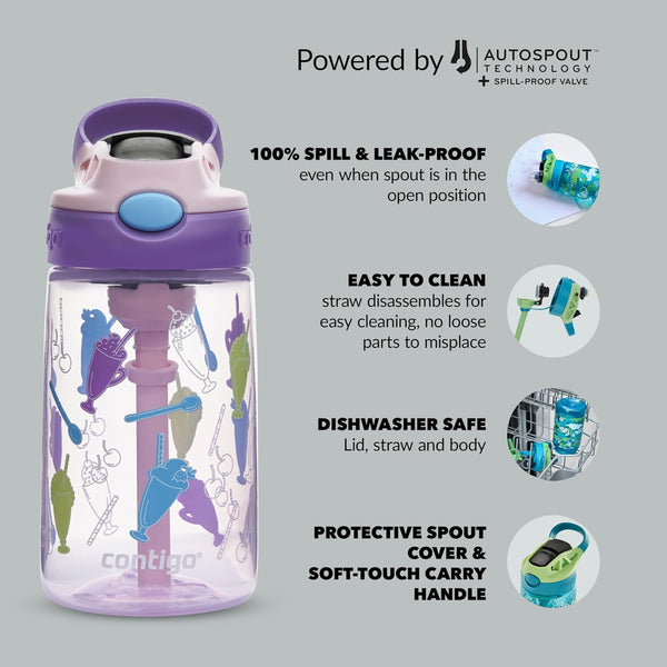 Contigo - Autospout Kids Easy-Clean, 420 ml, Strawberry Shakes