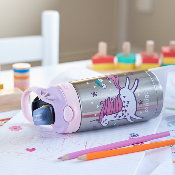 Contigo Autospout Kids Easy-Clean Stainless Steel, 380 Ml, Strawberry Unicorn