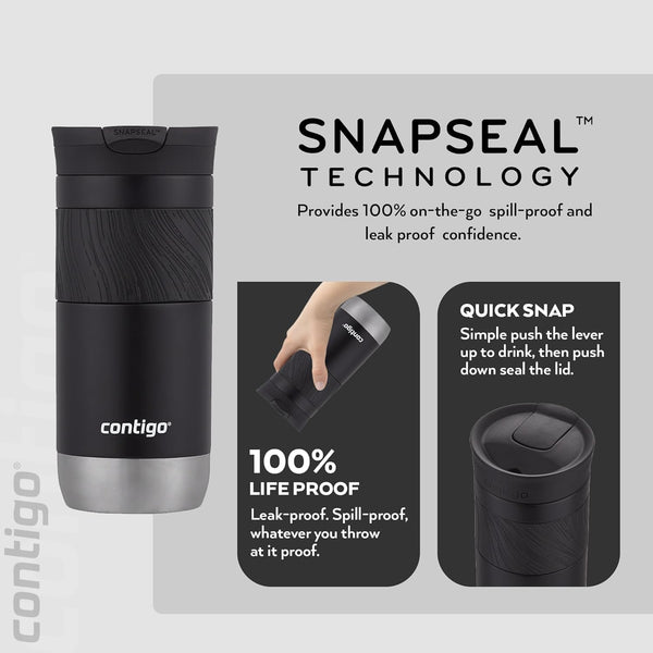 Contigo Snapseal Byron Vacuum Stainless Steel Travel Mug 470 Ml, Licorice