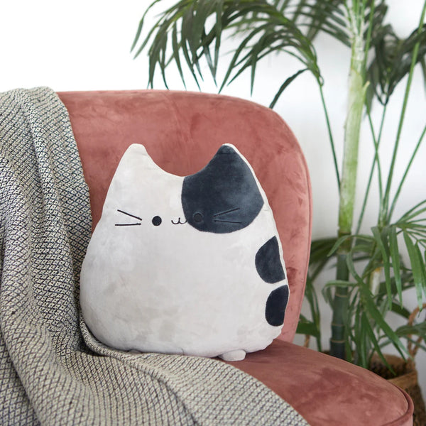 Balvi Sweet Kitty Cat Shaped Cushion, Soft Plush Pillow, Gray