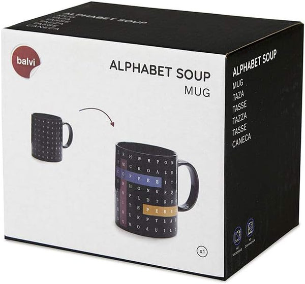 Balvi - Mug Alphabet Soup Changes the Colour!, 290 ml, Black, Ceramic
