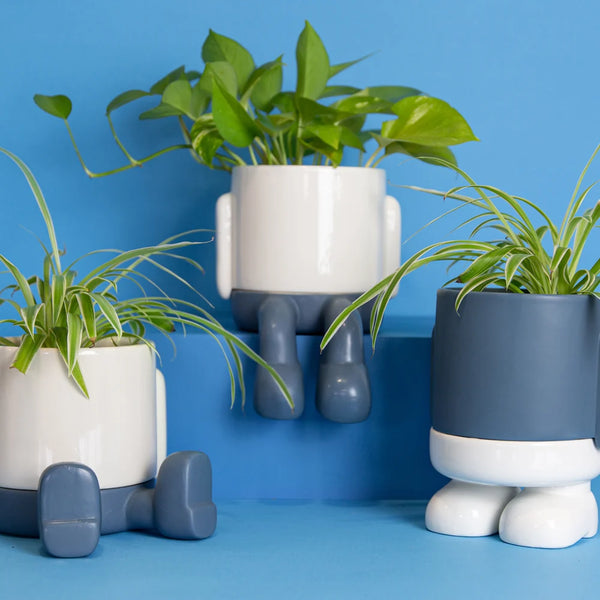 Balvi - Mr. Standy Plant Pot, Blue, Ceramic