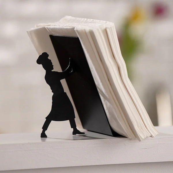 Balvi Napkin holder,Too many Napkins,black,metal