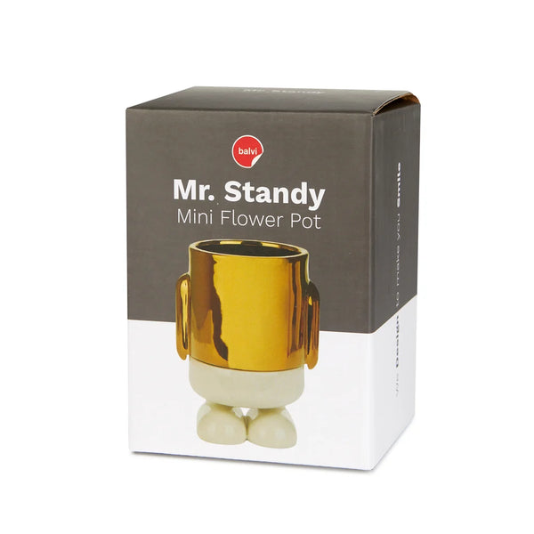 Balvi - Mr. Standy Mini Plant Flower Pot, Gold