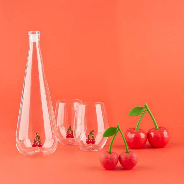 Balvi Glass set,Botanical Cherry,x2,red,glass