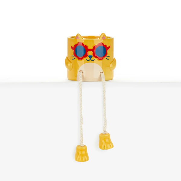 Balvi - Cool Cat Mini Flower Pot, Yellow