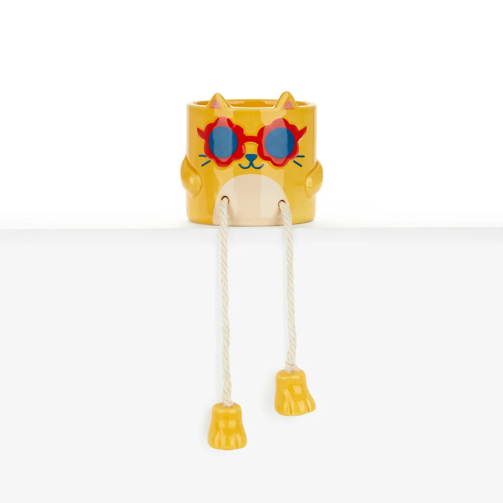 Balvi - Cool Cat Mini Flower Pot, Yellow