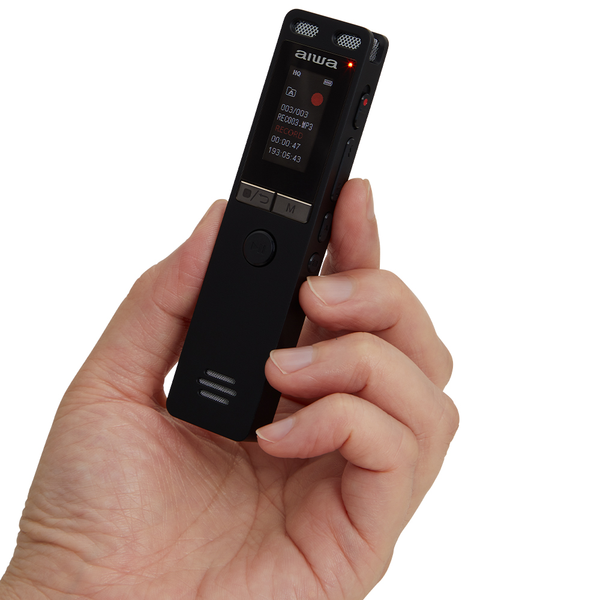 Aiwa - Compact digital voice recorder with 16gb built-in memory
