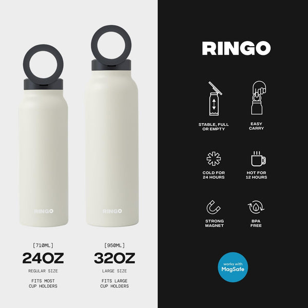 Ringo - Water Bottle - 32 Oz - Screw Lid /Booster Ring - Ivory