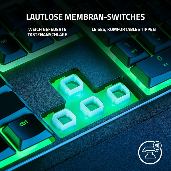 لوحة مفاتيح الألعاب Razer Ornata V3 X ذات الأغشية منخفضة الارتفاع بإضاءة RGB - صامتة