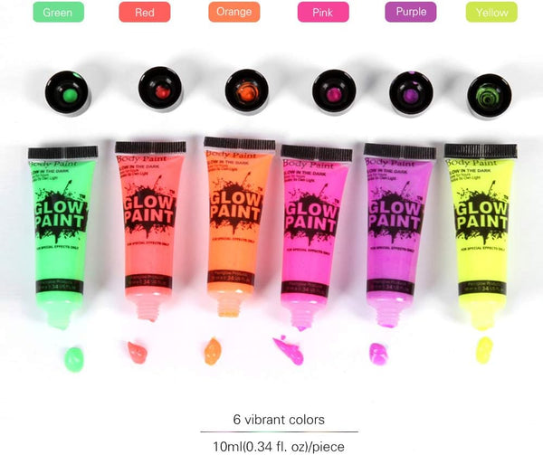 Halloween - Glow-In-The-Dark Paint Tubes, 2 × 12