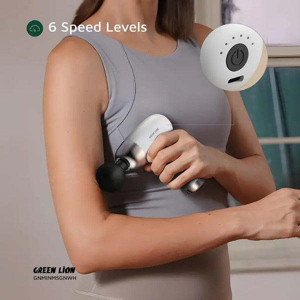 Green Lion Mini Massage Gun 6 Speed Levels - White