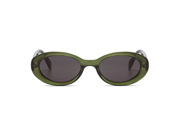 Komono Ana Sunglasses in Fern, Oval Lenses, Rounded Cellulose Propionate Frame, Cat 3 UV400