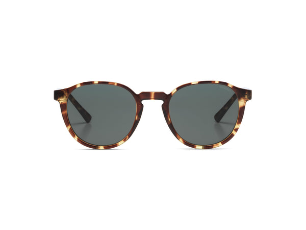 Komono Liam Sunglasses in Tortoise, Slightly Rounded Frame, Dark Green Cat 3 UV400 Lenses