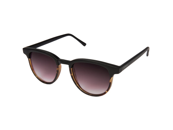Komono Francis Browline Sunglasses in Matte Black Tortoise, Gradient Smoke Cat 3 UV400 Lenses