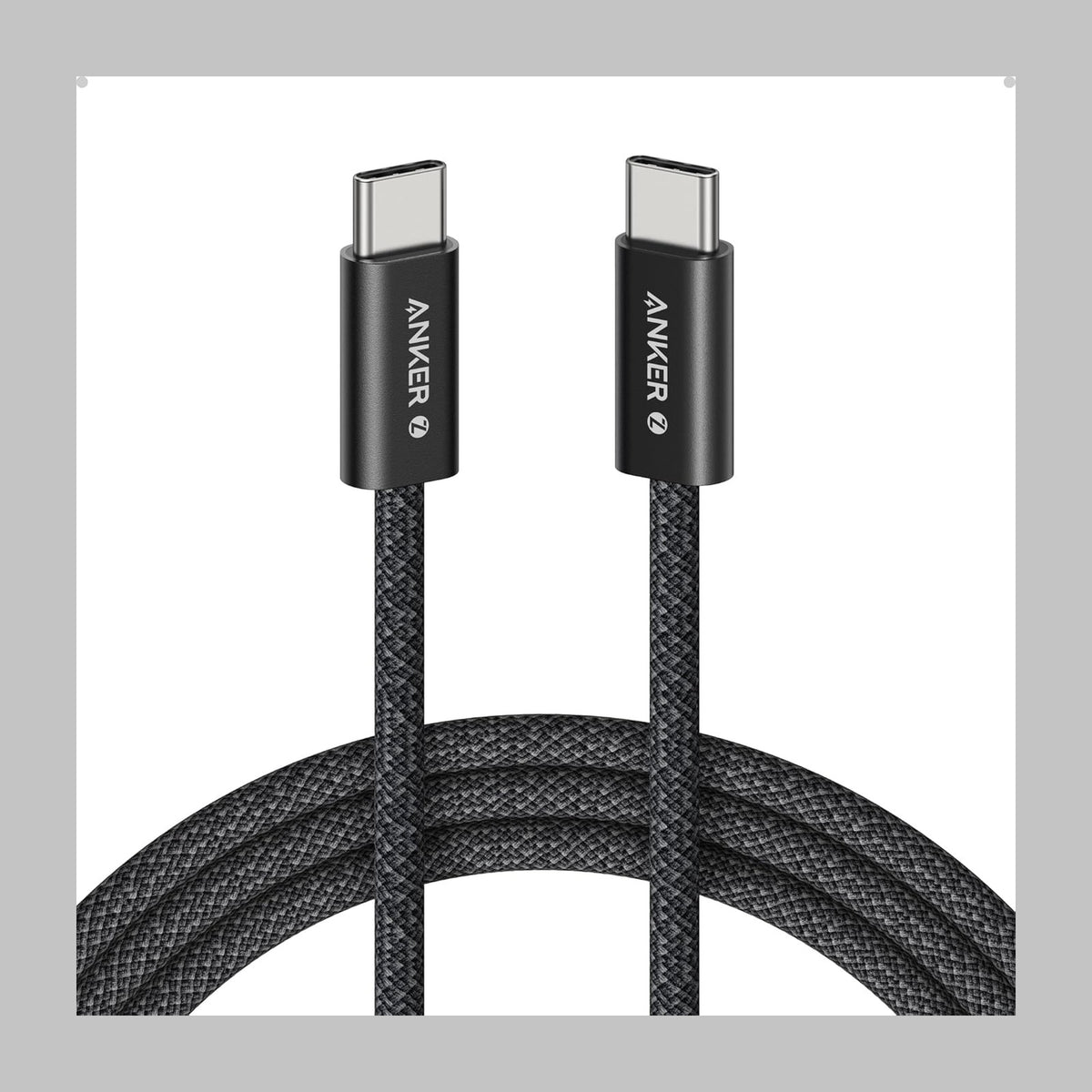 كابل أنكر زولو USB-C إلى USB-C، قدرة 240 واط، طول 6 أقدام، لون أسود - سلك مقاوم للأوساخ