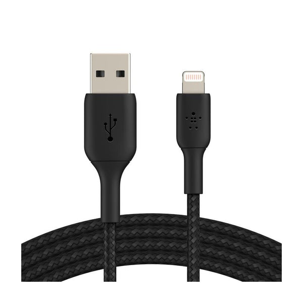 Belkin - BoostCharge Braided Lightning to USB-A Cable (15cm / 6in, Black) CAA002BT0MBK