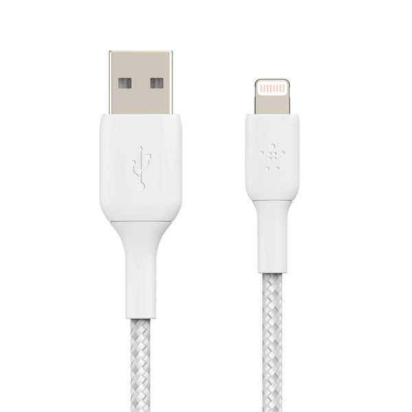 Belkin Braided Lightning to USB-A Cable 1M - Charge Sync Cord - White